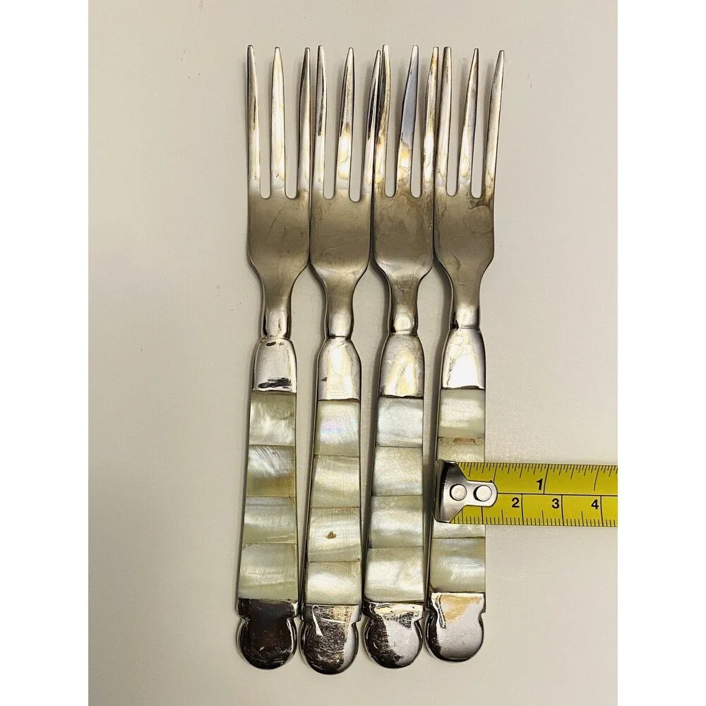 Towle Mother Of Pearl Seafood Forks Silver Plate Vintage Style India Qty Of 4